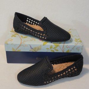 Birdies Black Handwoven Vegan Leather Starling Loafer Flats